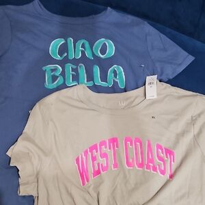 GAP Blue and Cream Short Sleeve Tees